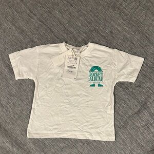 Zara White Tee with Green Print
